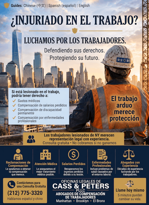 Cass and Peters Workers Compensation Attorney Brooklyn Chinese English Spanish Free Consultation Workers Compensation Guide v5